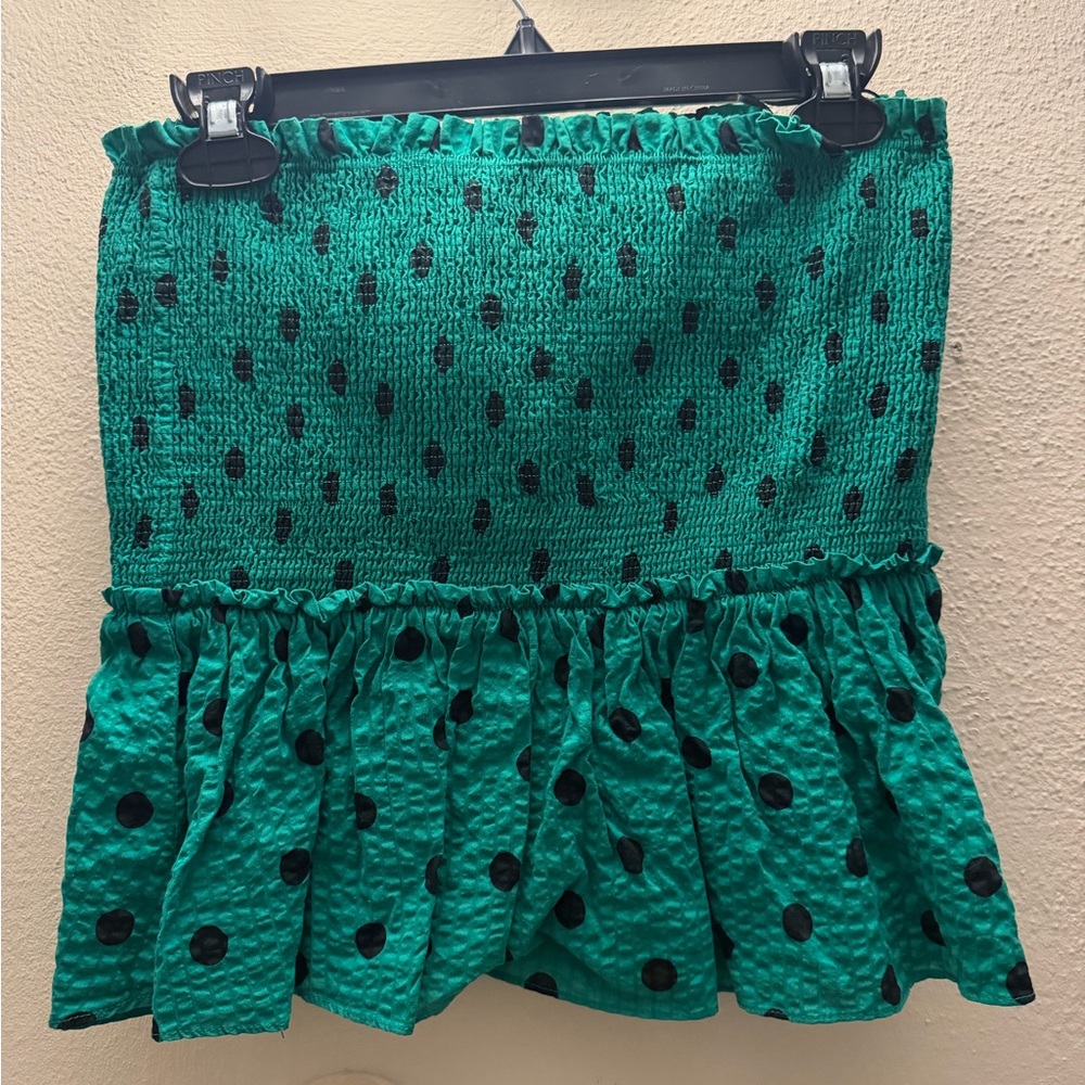 Zara Green Polka Dot Ruffled Mini Top